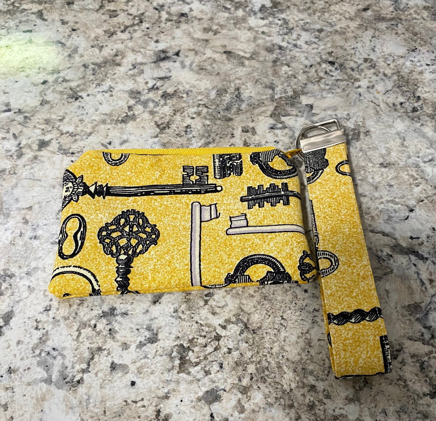 Handmade Yellow/black pattern wallet with matching keychain