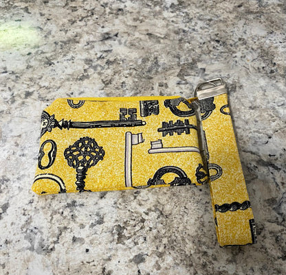 Handmade Yellow/black pattern wallet with matching keychain