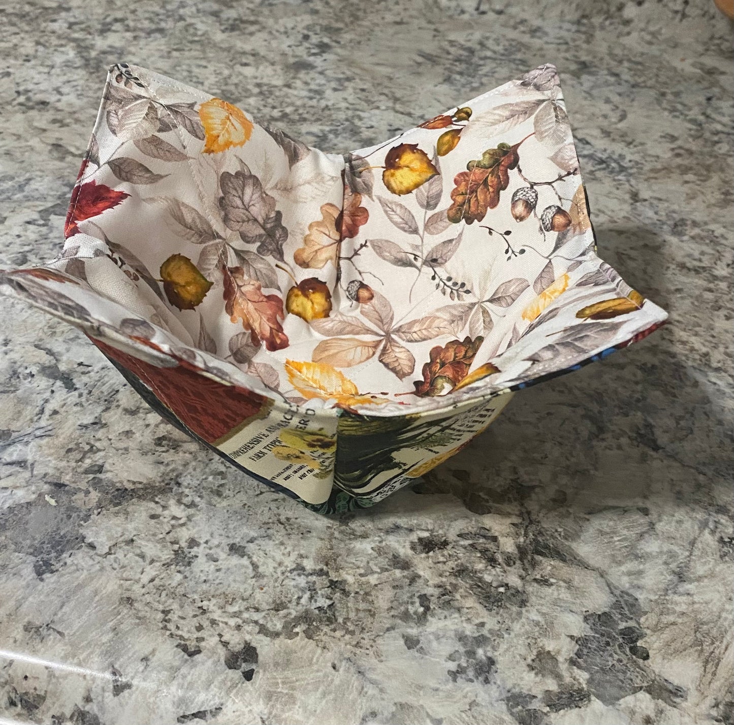 Reversible fall print bowl cozy