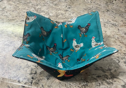 Chili peppers/chicken print bowl cozy