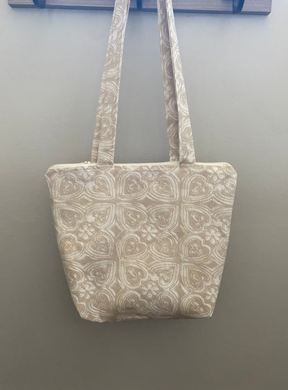 Cream color hearts medium purse