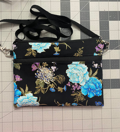 Blue floral crossbody purse