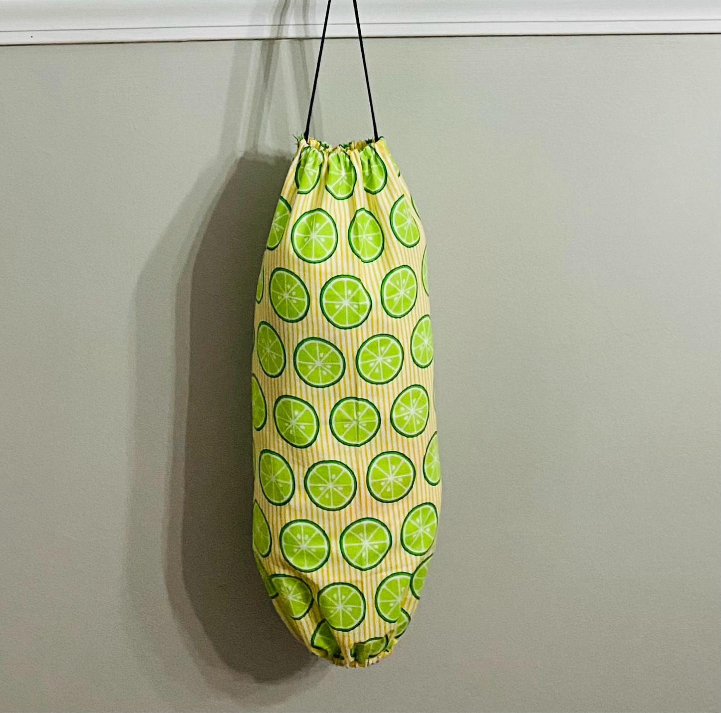 Lime print bag holder/organizer