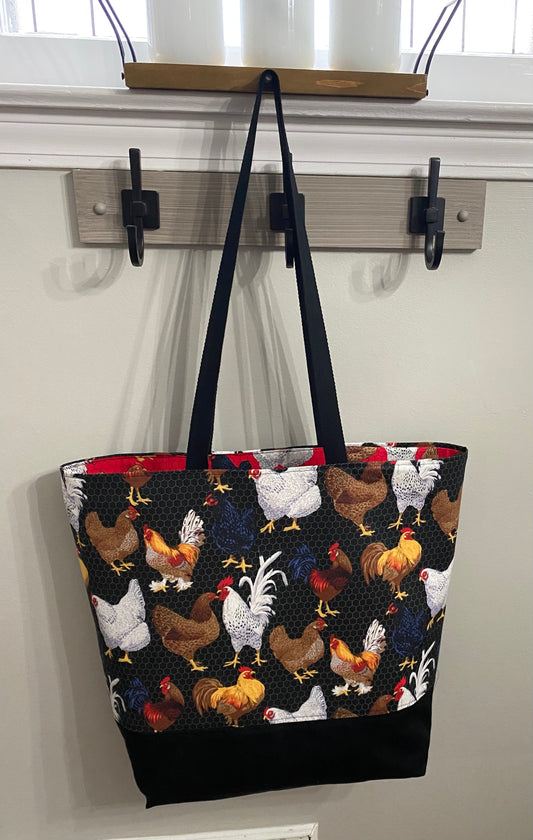 Chicken print tote bag