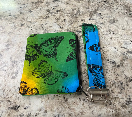 Handmade multicolor butterfly wallet with matching keychain