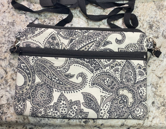 Handmade paisley print crossbody purse