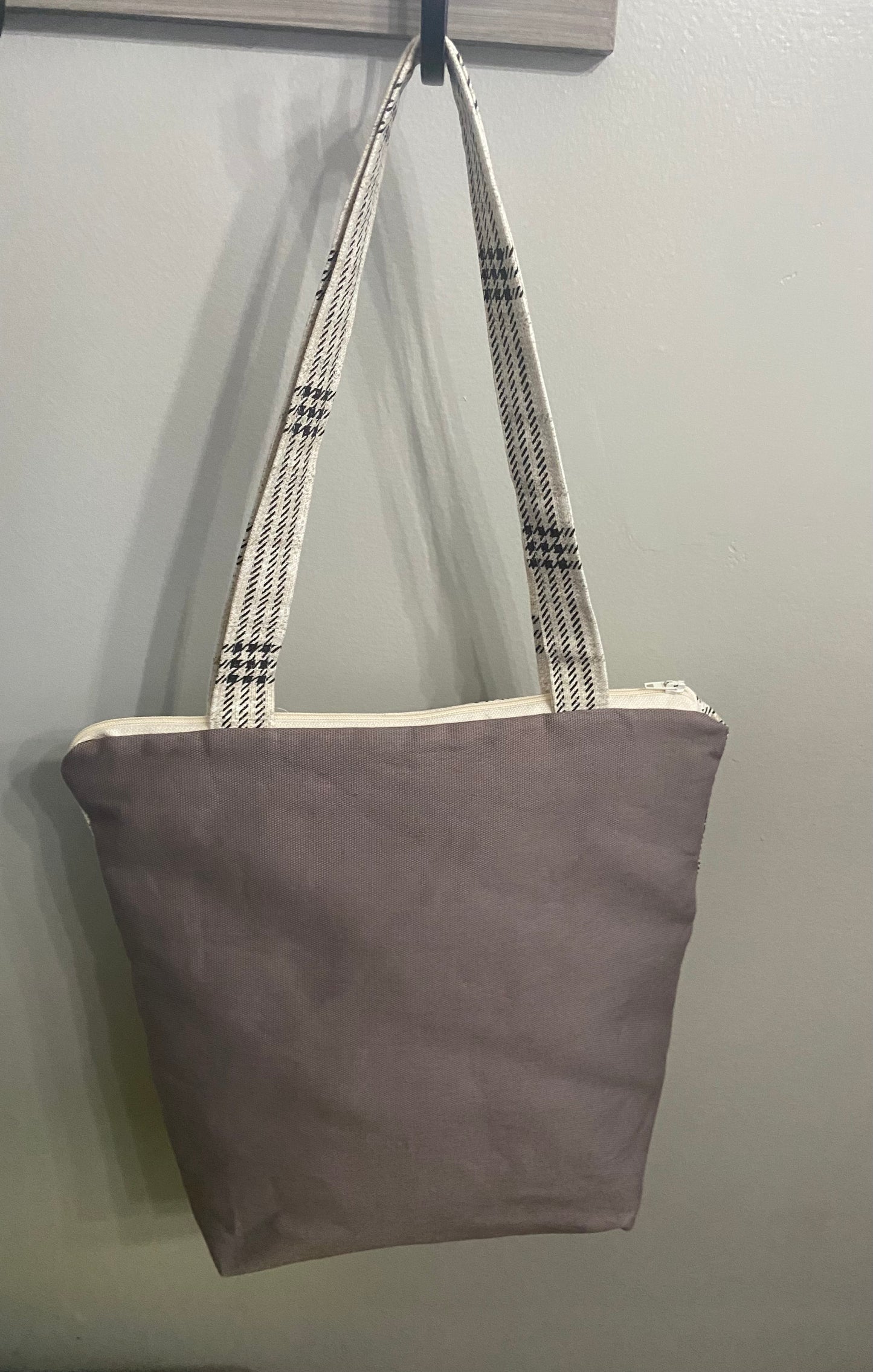 Neutral plaid print medium size purse