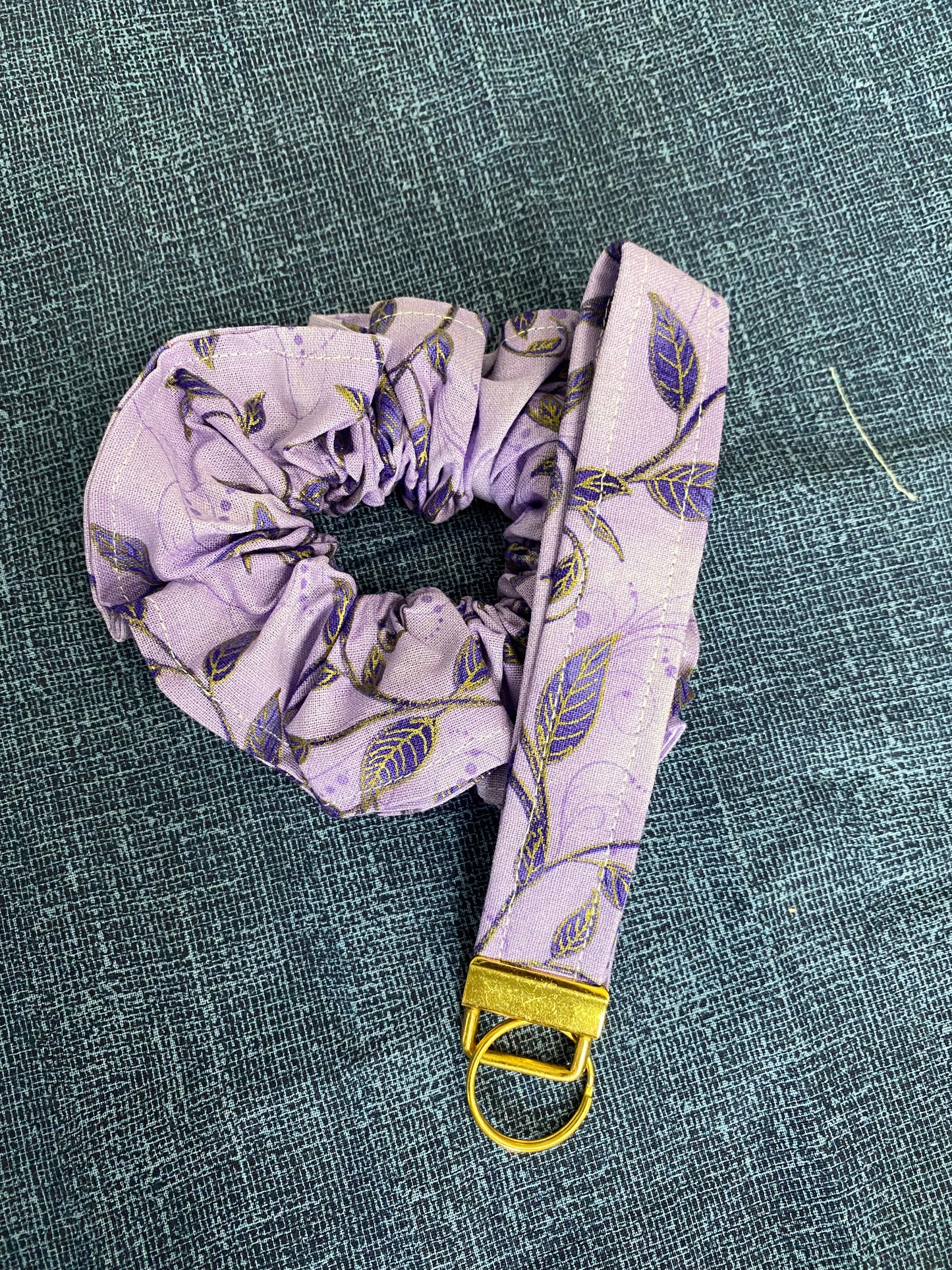 Lavender floral scrunchie with matching keychain