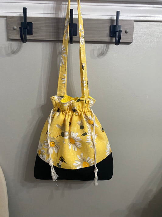 Bumble bee print drawstring purse