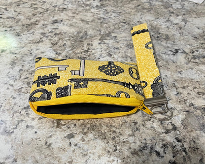 Handmade Yellow/black pattern wallet with matching keychain