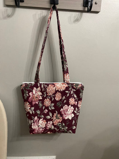 Burgundy floral medium purse