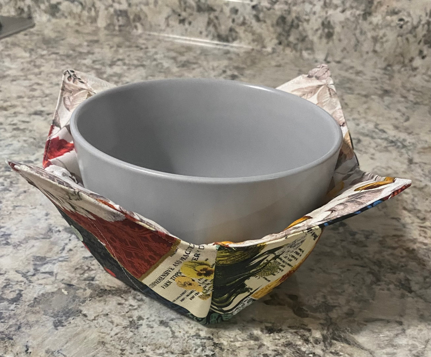 Reversible fall print bowl cozy