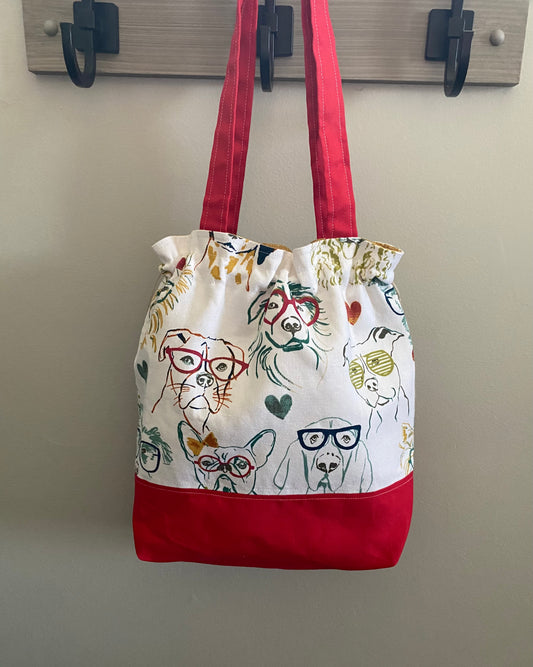 Dogs print drawstring purse