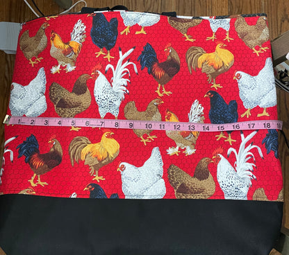 REVERSIBLE chicken print tote bag