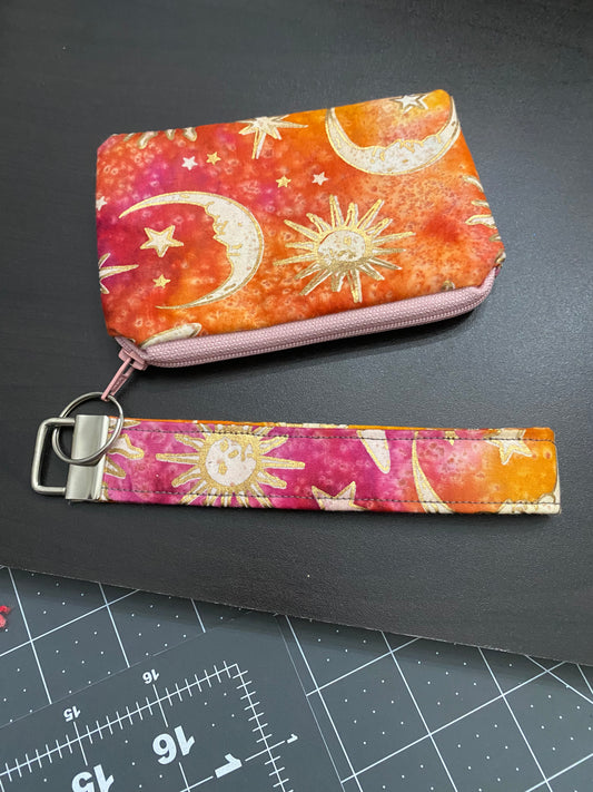 Handmade Celestial print wallet/keychain