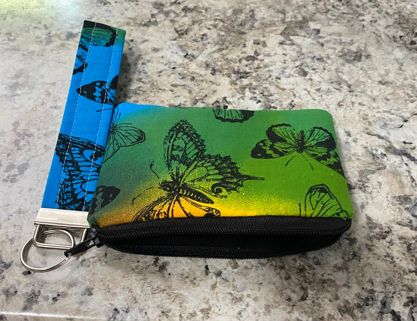 Handmade multicolor butterfly wallet with matching keychain