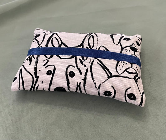 White / black dog print tissue holder