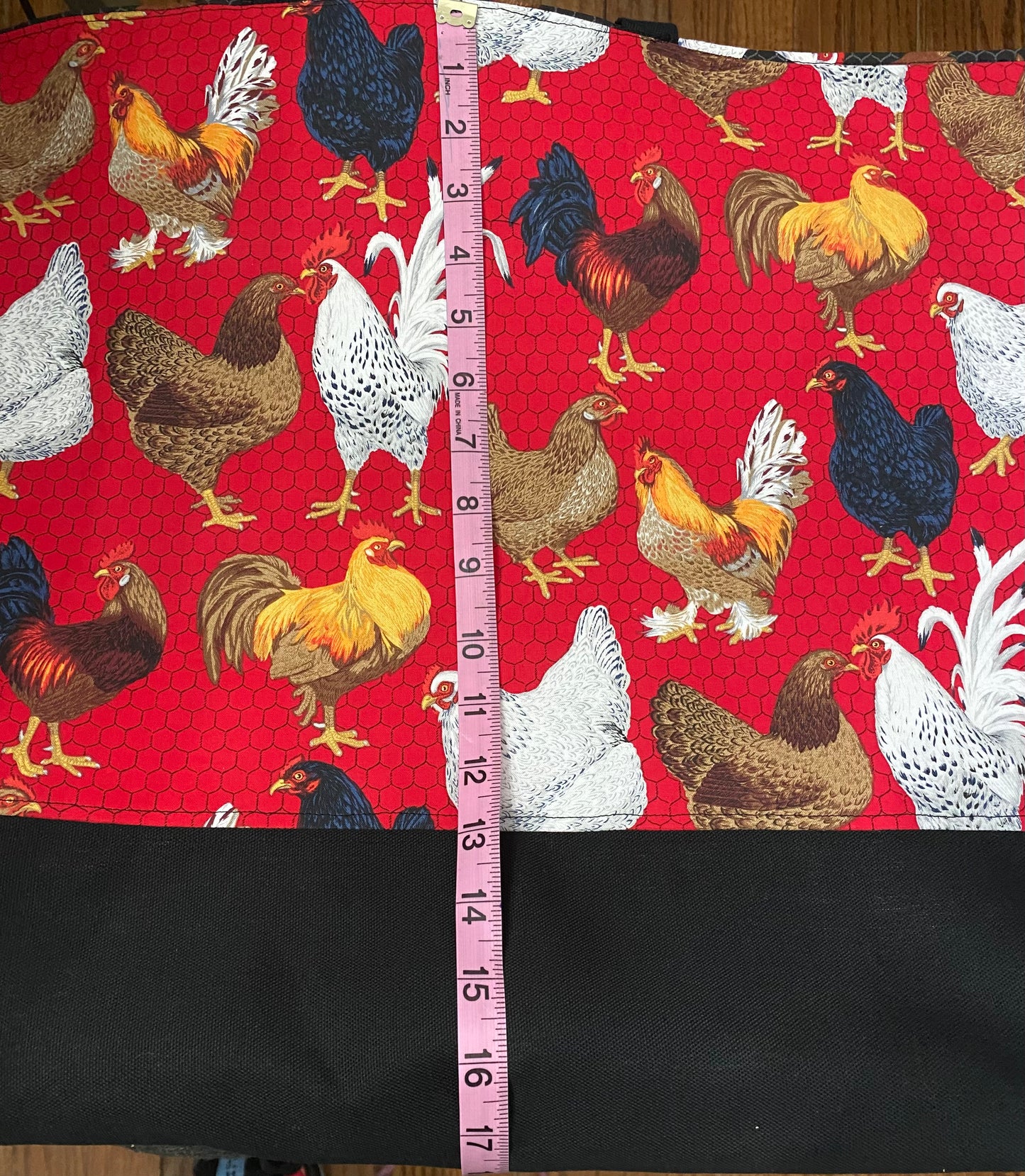 REVERSIBLE chicken print tote bag