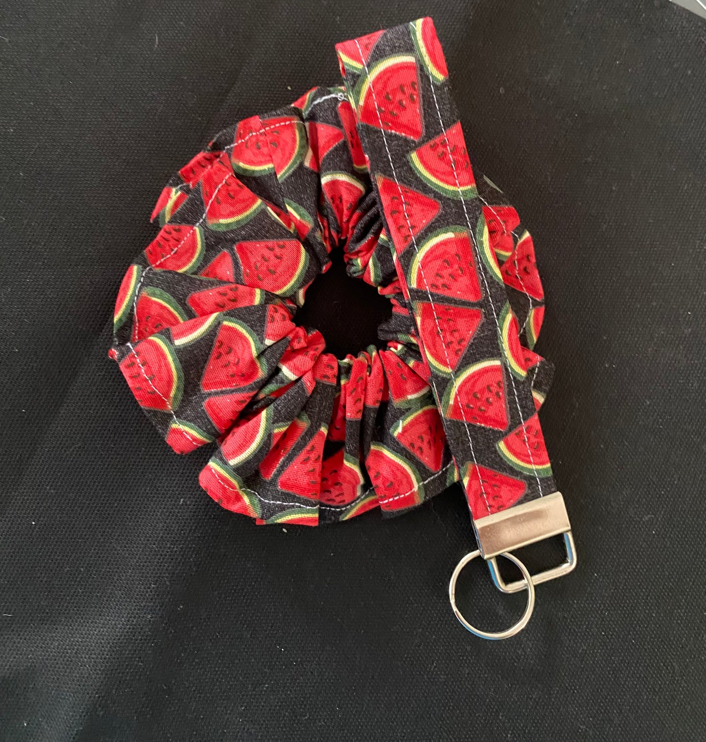 Watermelon scrunchie with matching keychain