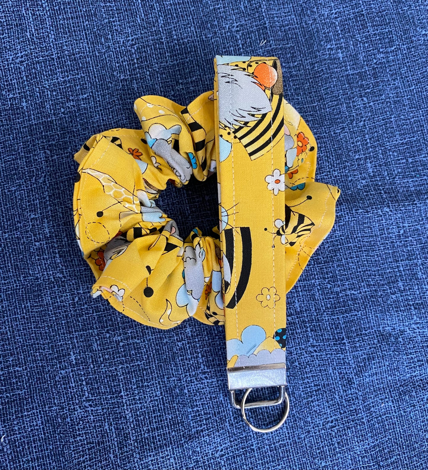 Yellow gnome scrunchie with matching keychain