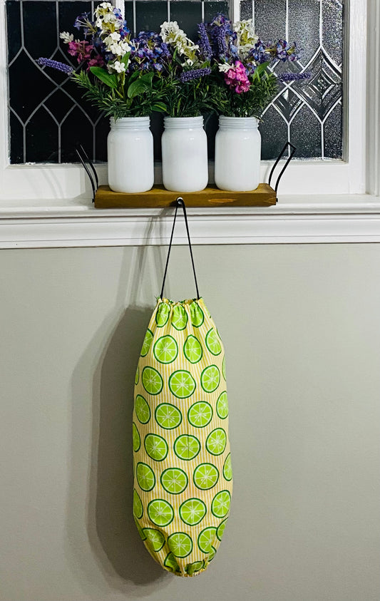 Handmade bag holder lime print